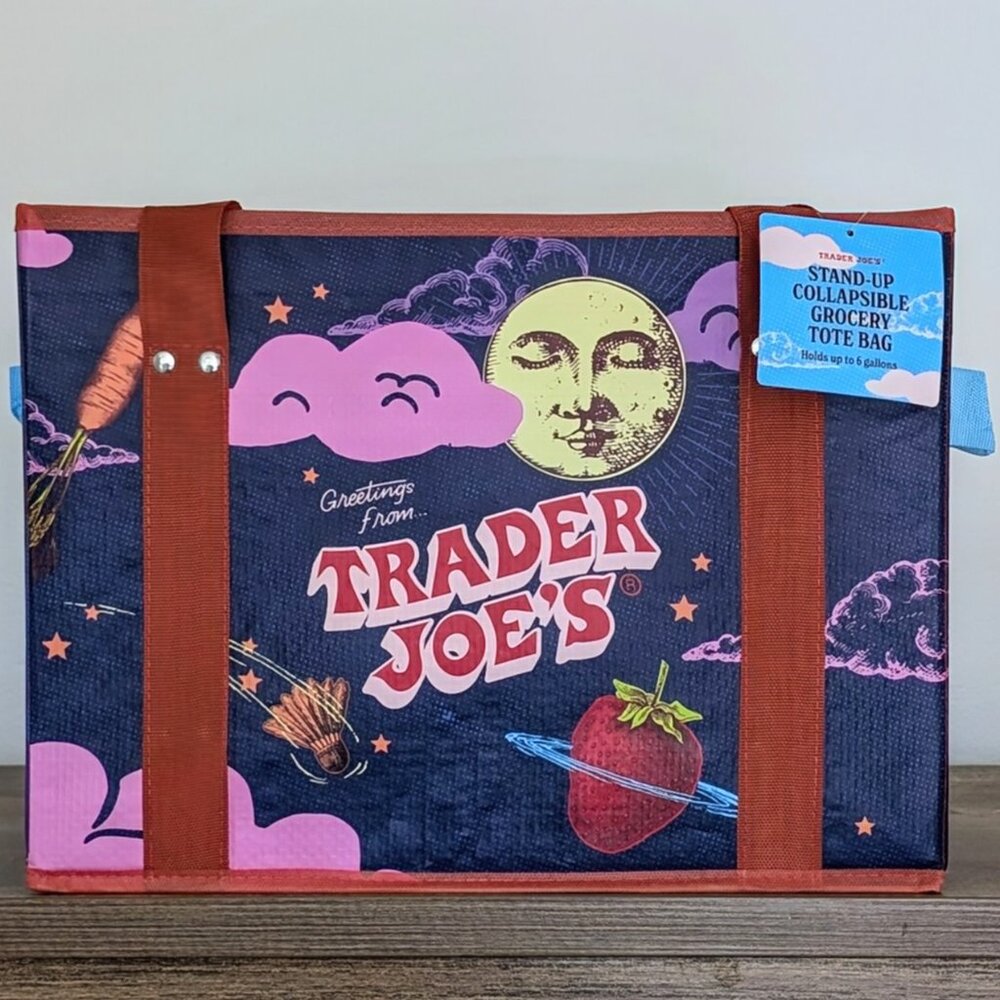 Trader Joe's Stand-Up Collapsible Grocery Tote 🛒 NWT - Picture 10 of 11